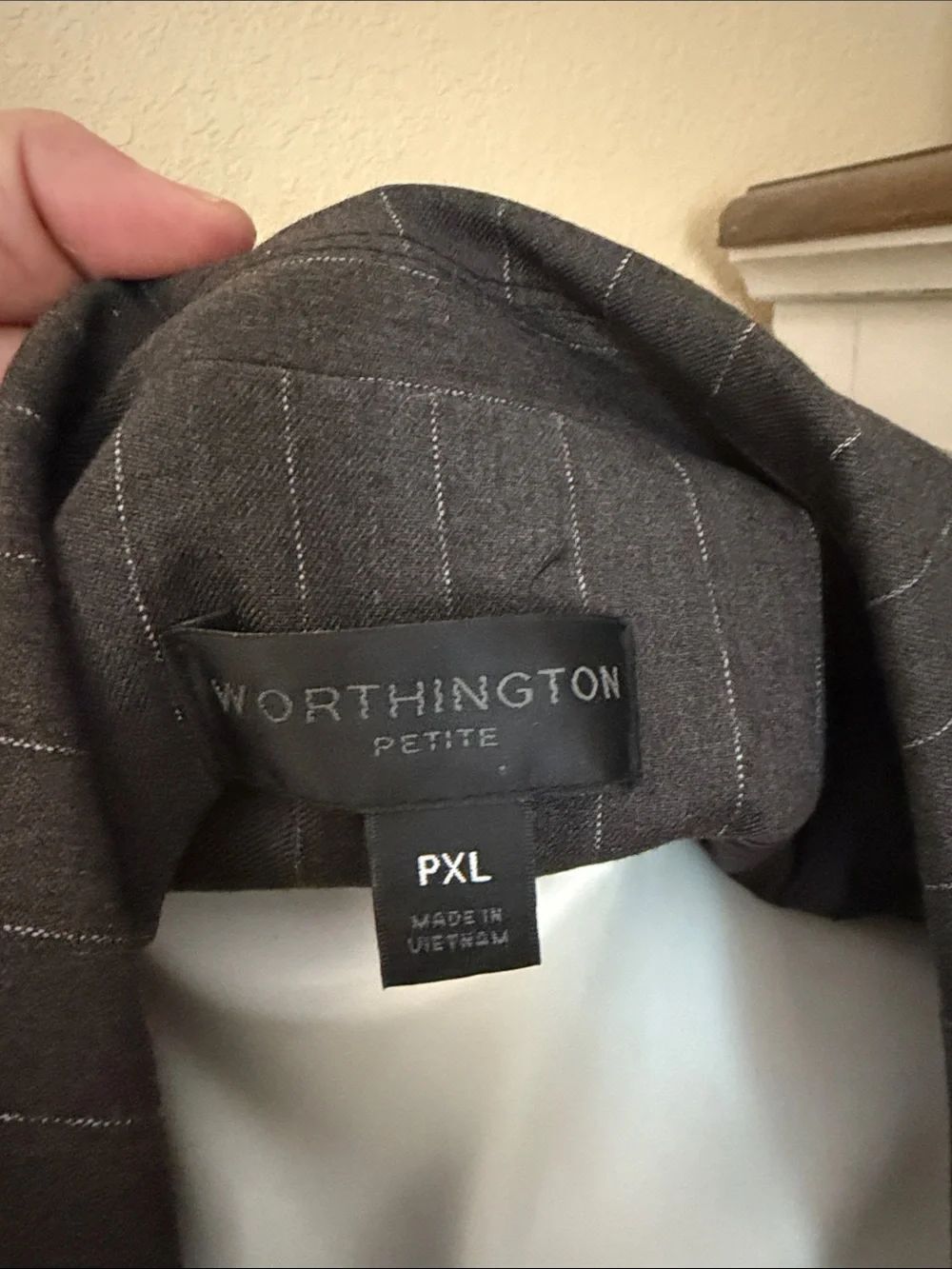 Worthington Petite Pinstripe Blazer in Charcoal and White - Picture 2 of 5